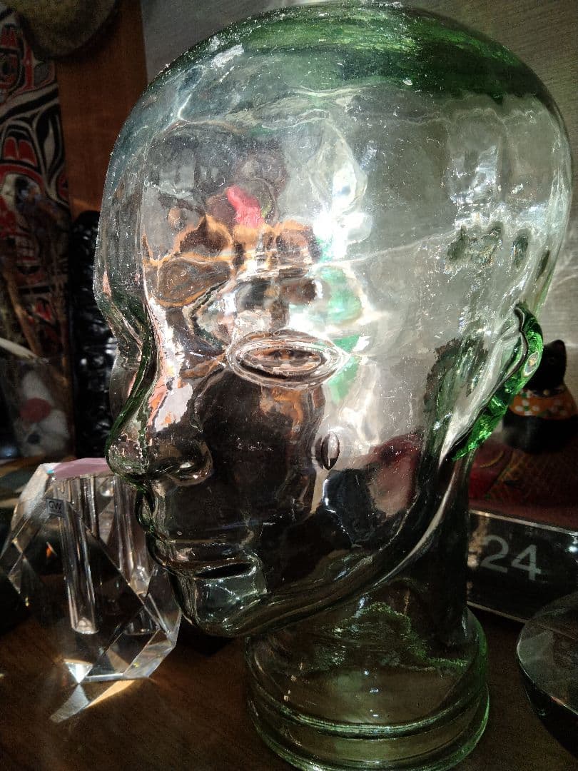 透明ガラス製頭部オブジェ　マネキン　トルソー