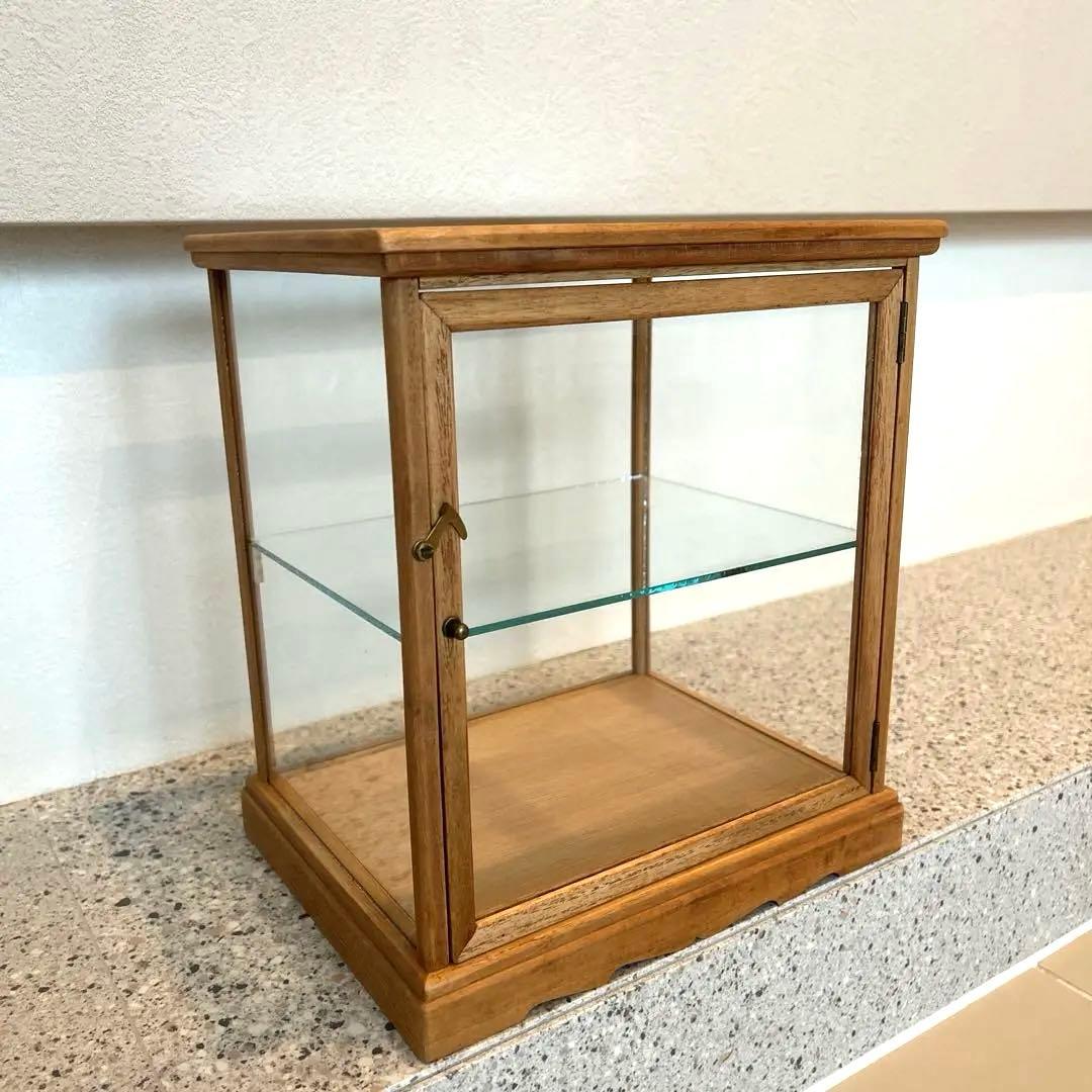 古い木製ガラスケース 2段 卓上ショーケース