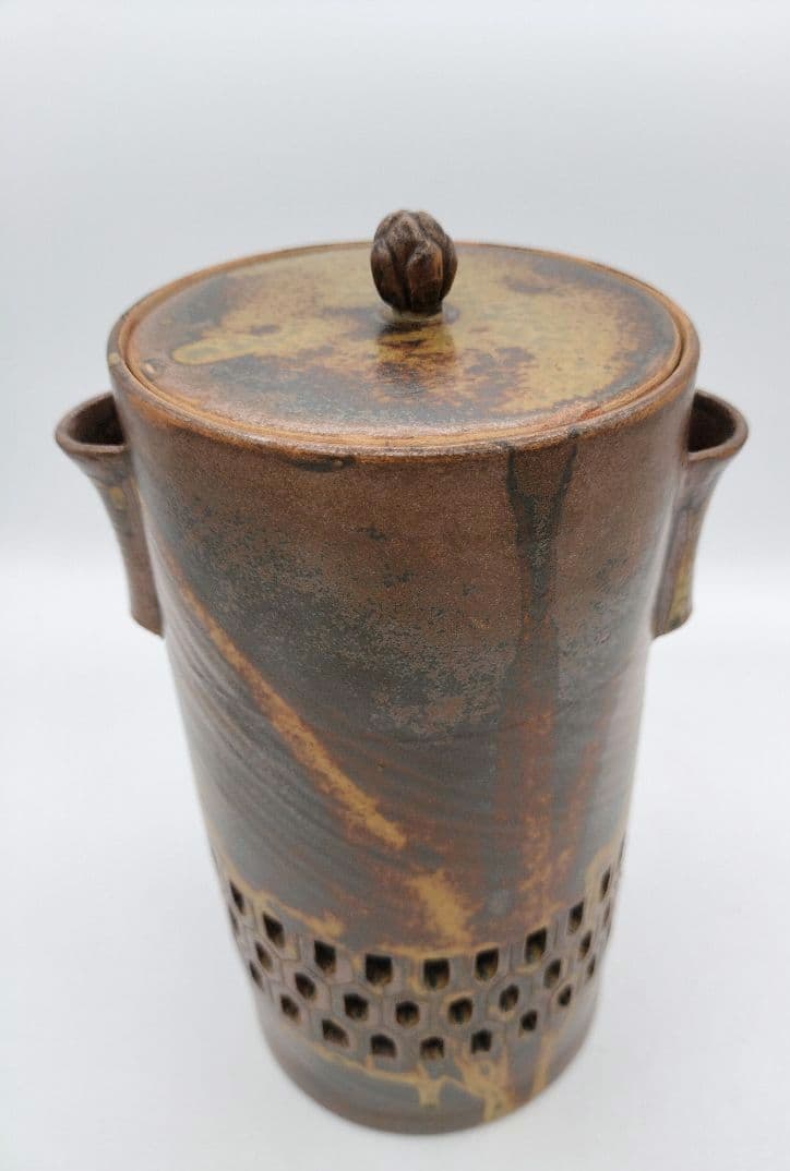 c100 細水指 耳付 透かし 李殷九 木箱 茶道具 古物