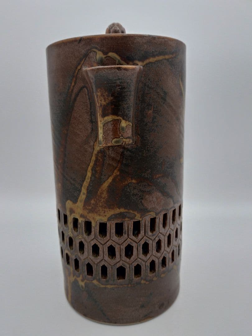 c100 細水指 耳付 透かし 李殷九 木箱 茶道具 古物