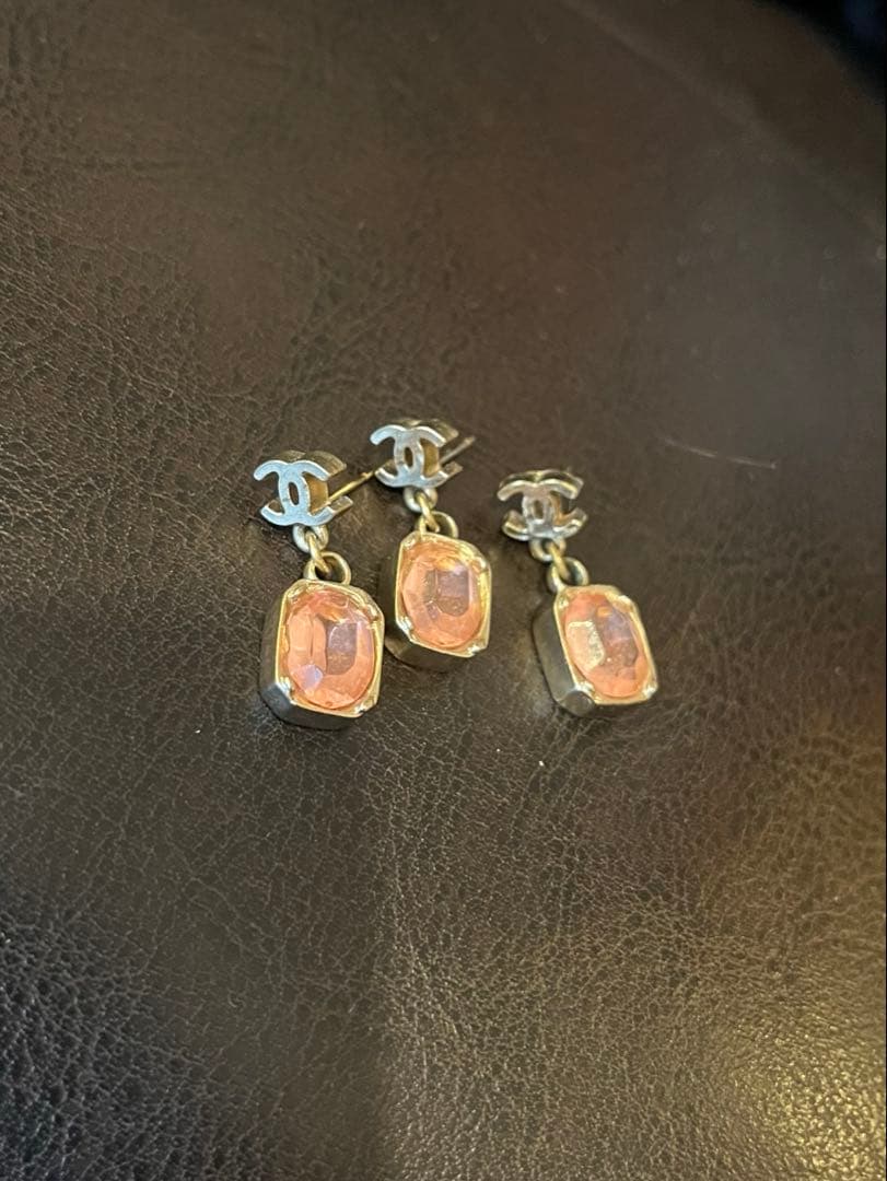 CHANEL 3個セット　ピンクストーン付き　ドロップピアス　正規品