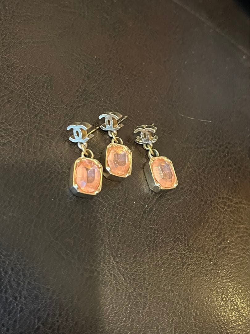CHANEL 3個セット　ピンクストーン付き　ドロップピアス　正規品