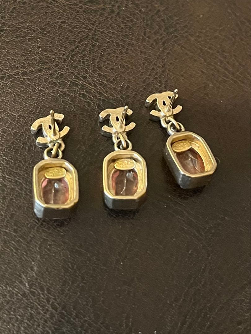 CHANEL 3個セット　ピンクストーン付き　ドロップピアス　正規品