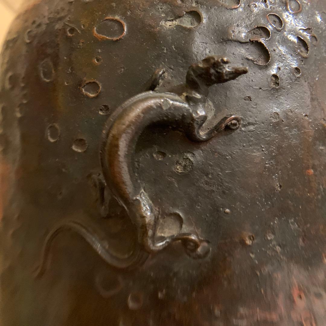 佐渡名工 光斎造　螭龍 銅置物　古美術 アンティーク　　246