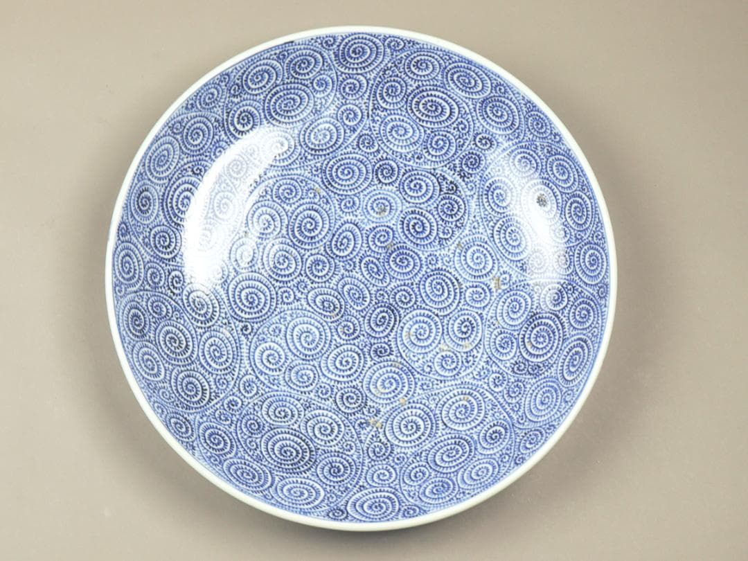 太明成化年製 染付蛸唐草文 一尺三寸皿 盛り皿 飾り皿