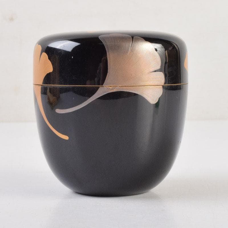 茶道具　塗師　越山作　銀杏蒔絵　中棗　共布共箱　V　9193