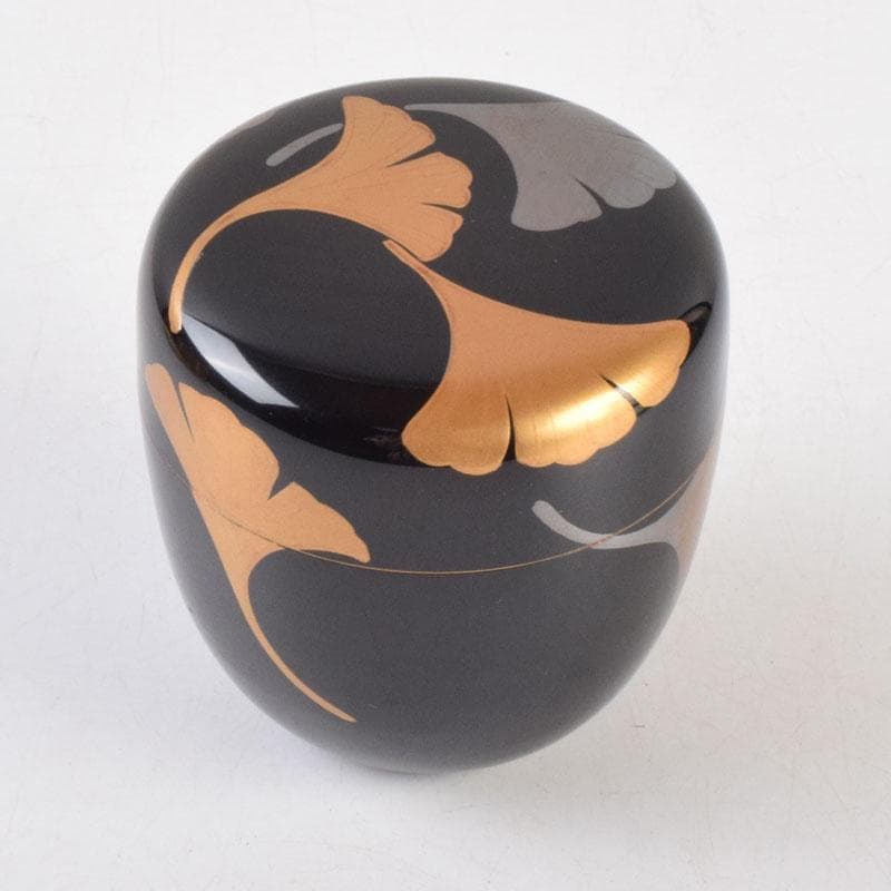 茶道具　塗師　越山作　銀杏蒔絵　中棗　共布共箱　V　9193