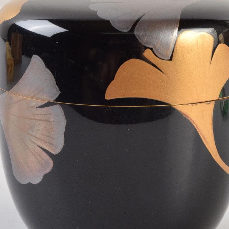 茶道具　塗師　越山作　銀杏蒔絵　中棗　共布共箱　V　9193