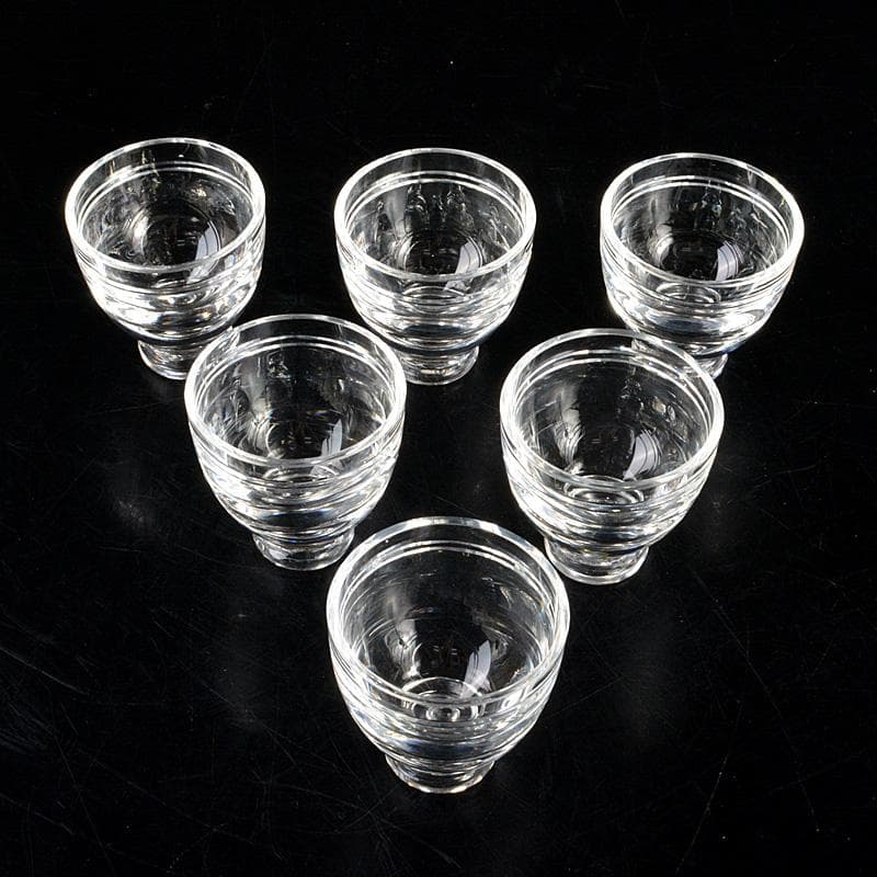 クリスタルガラス　冷酒グラス　酒杯　煎茶器　6客　桐箱付　V　6289