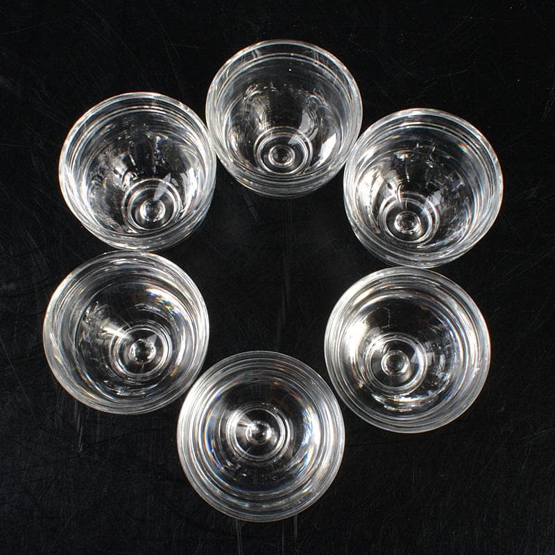 クリスタルガラス　冷酒グラス　酒杯　煎茶器　6客　桐箱付　V　6289