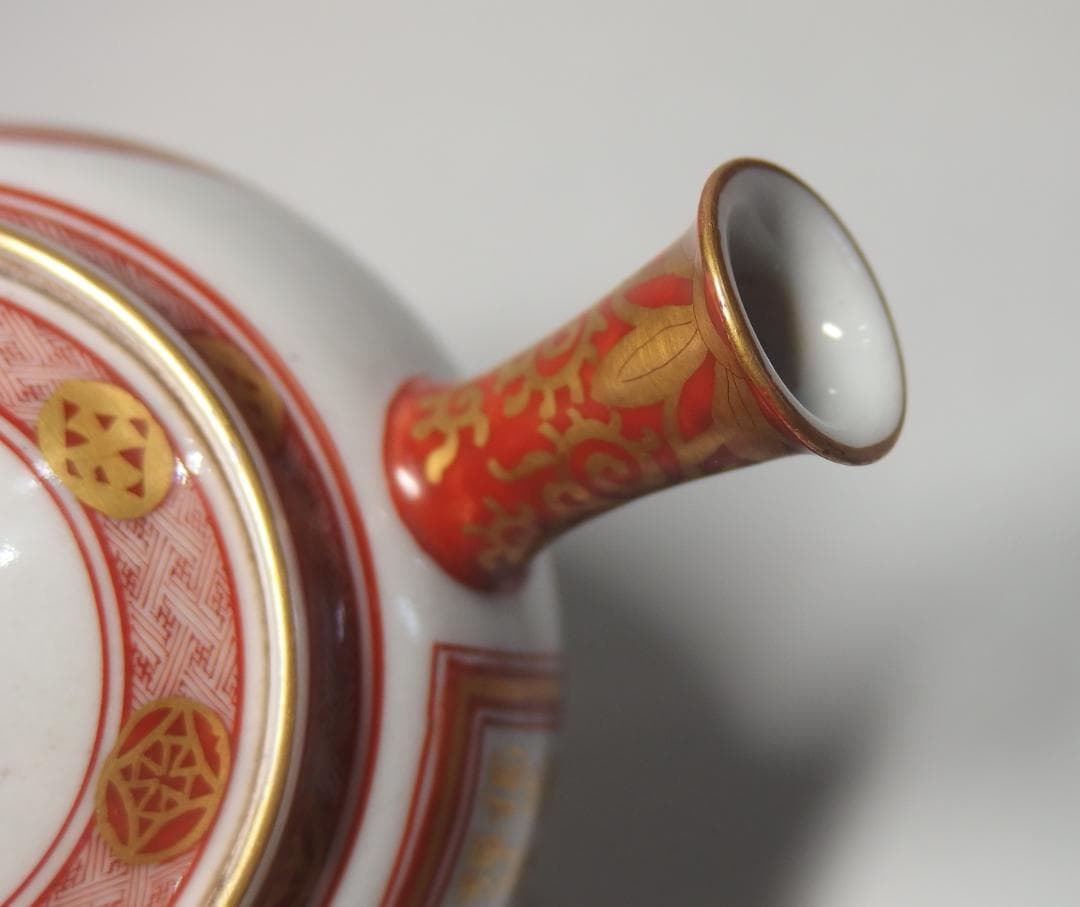 初代中村秋塘作/赤絵人物急須/赤絵細密/共箱/煎茶道具