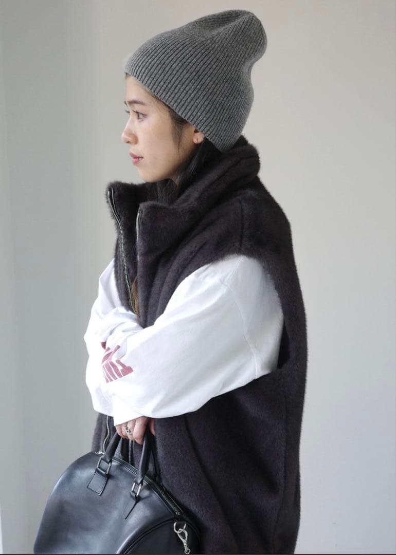 AP STUDIO ウールカシミヤニットビーニー　ブラック