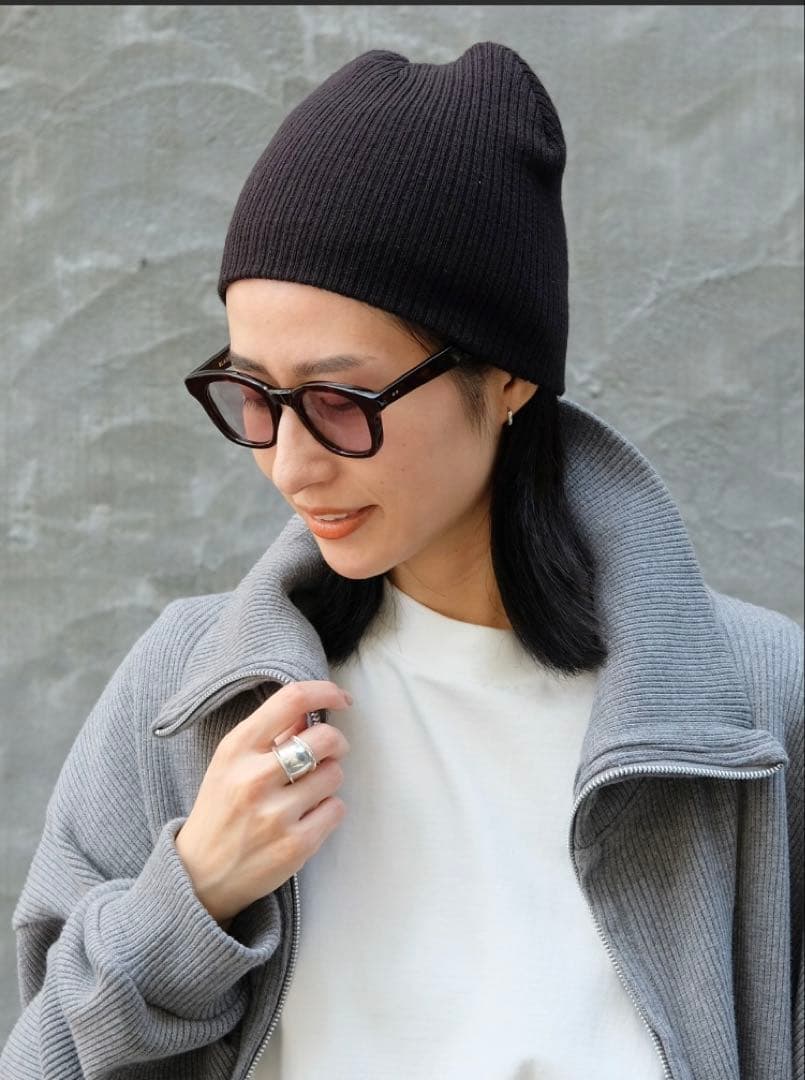 AP STUDIO ウールカシミヤニットビーニー　ブラック