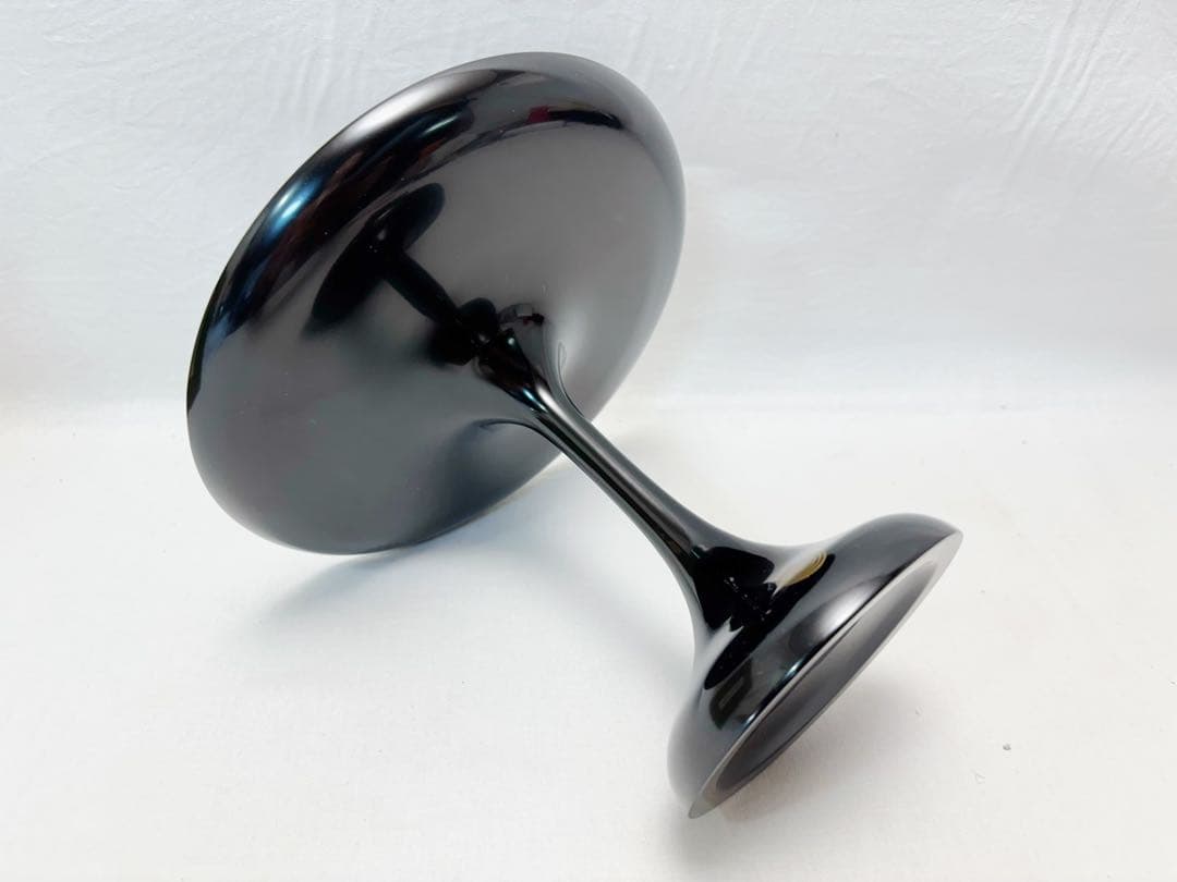 ほぼ未使用 茶道具 渦蒔絵 木製黒真塗 貴人高杯 淡々斎好写 干菓子器 元箱