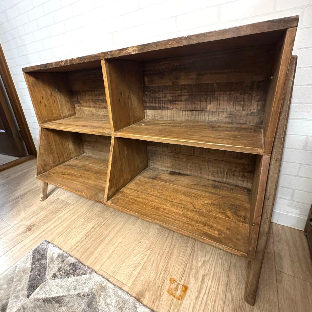 ヴィンテージ　本棚　シェルフ　古材　ヘリンボーン　アンティーク 1点もの