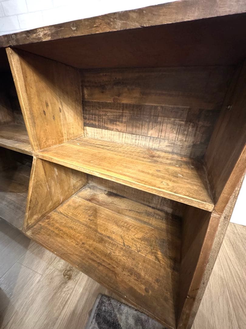 ヴィンテージ　本棚　シェルフ　古材　ヘリンボーン　アンティーク 1点もの