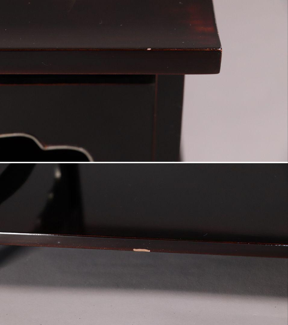 輪島塗 久世宗春 山水金蒔絵 冠卓 二段卓 花台 黒塗 天然木【MA366】