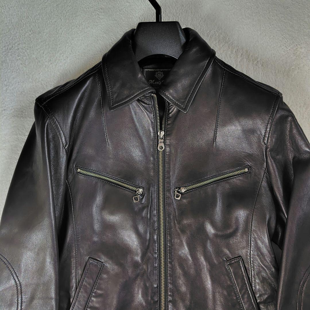 極美品　メンズビギ　シングル　レザージャケット　ラム　M