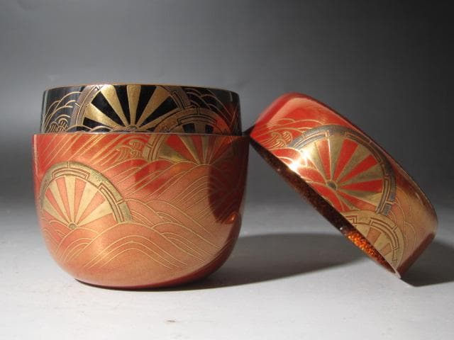 ☆　松田権六　波車蒔絵　大棗　表千家十三代即中斎の花押☆y518