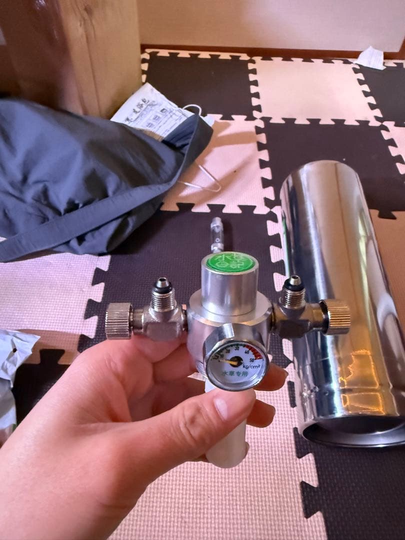 4L 自作CO₂ボンベ ＋ 2口手動バルブ ※ホースおまけ付き