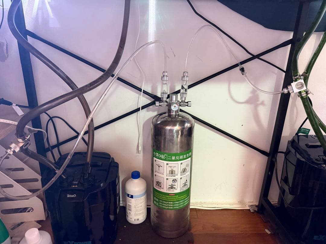 4L 自作CO₂ボンベ ＋ 2口手動バルブ ※ホースおまけ付き