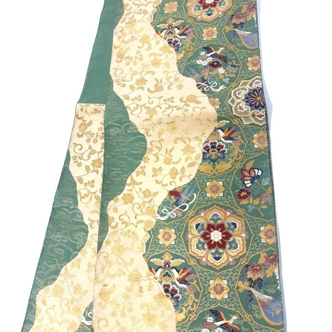 専用帯5842 5161 二点セット ●高級 正絹 装飾道長文 六通 袋帯