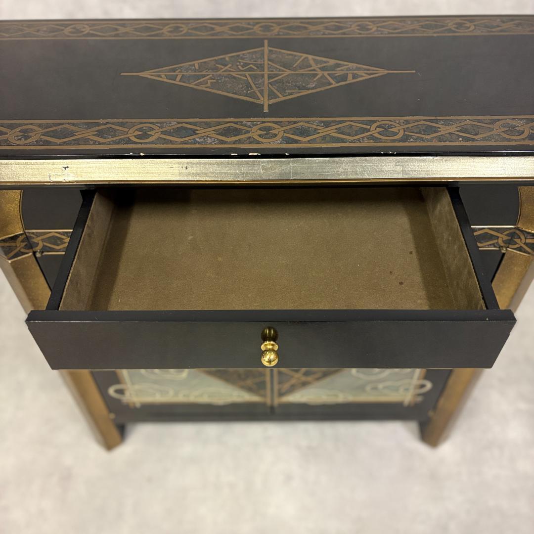 和モダン キャビネット 金彩装飾 引き出し・扉付き 収納家具