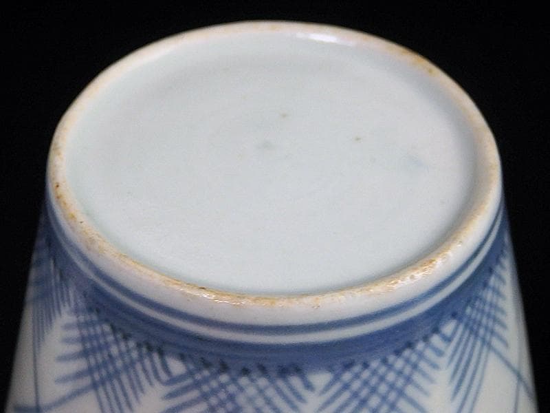 古伊万里　染付　桧垣草紋の図　蕎麦猪口　江戸期　080AS-CDf