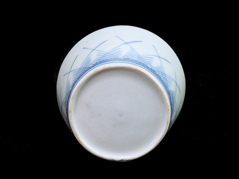 古伊万里　染付　桧垣草紋の図　蕎麦猪口　江戸期　080AS-CDf