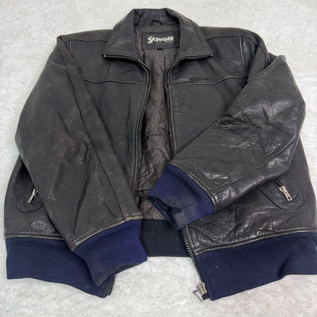 Schott シングル レザージャケット leather single 牛革 L