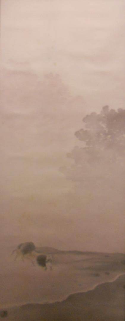 掛け軸 下村観山 農婦と馬 絹本 名品 複製 希少 軸装 茶道具 掛軸 美品