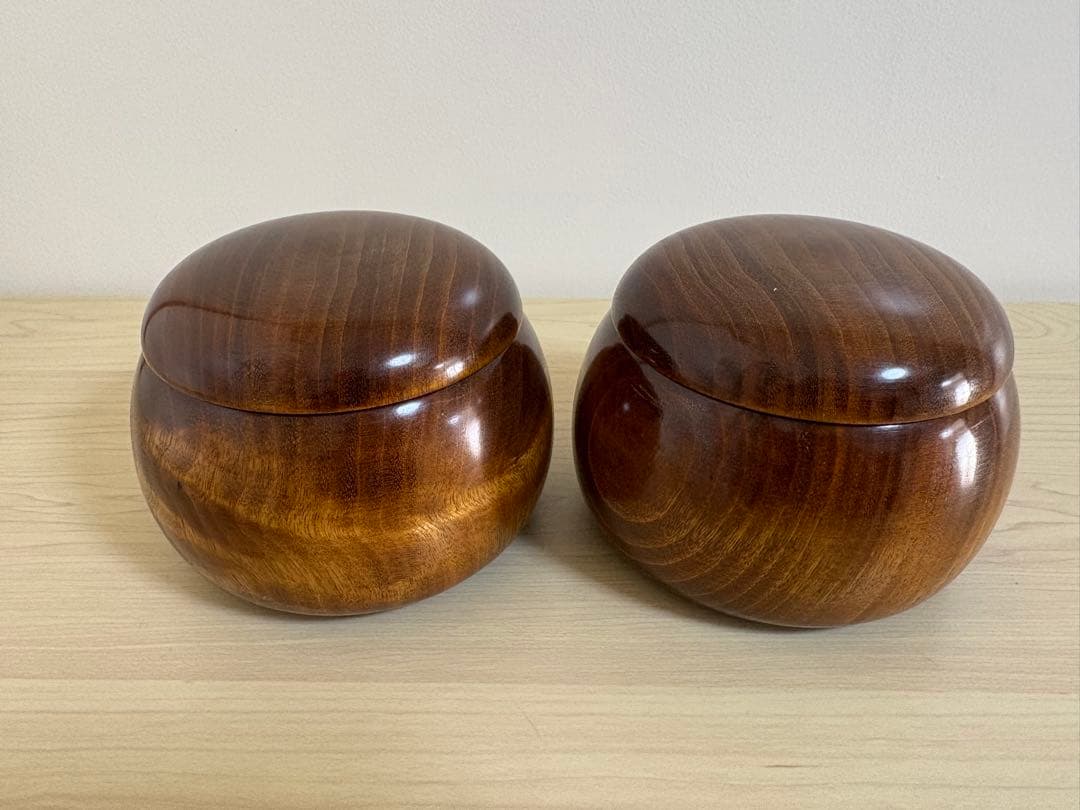 【囲碁】楠製碁笥　桐箱付き