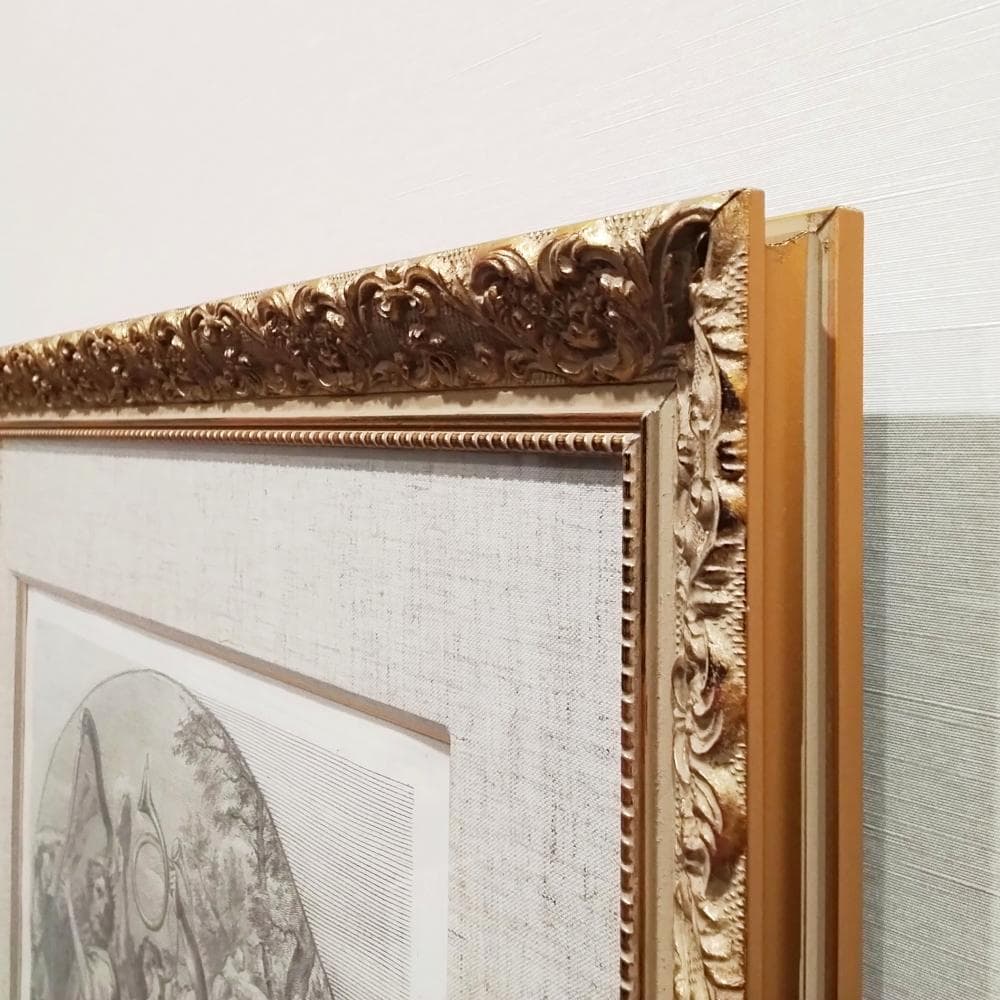 ヤコブ・フレイ　ドメニキーノ　18世紀　銅版画　ダヴィデの勝利　アンティーク　額