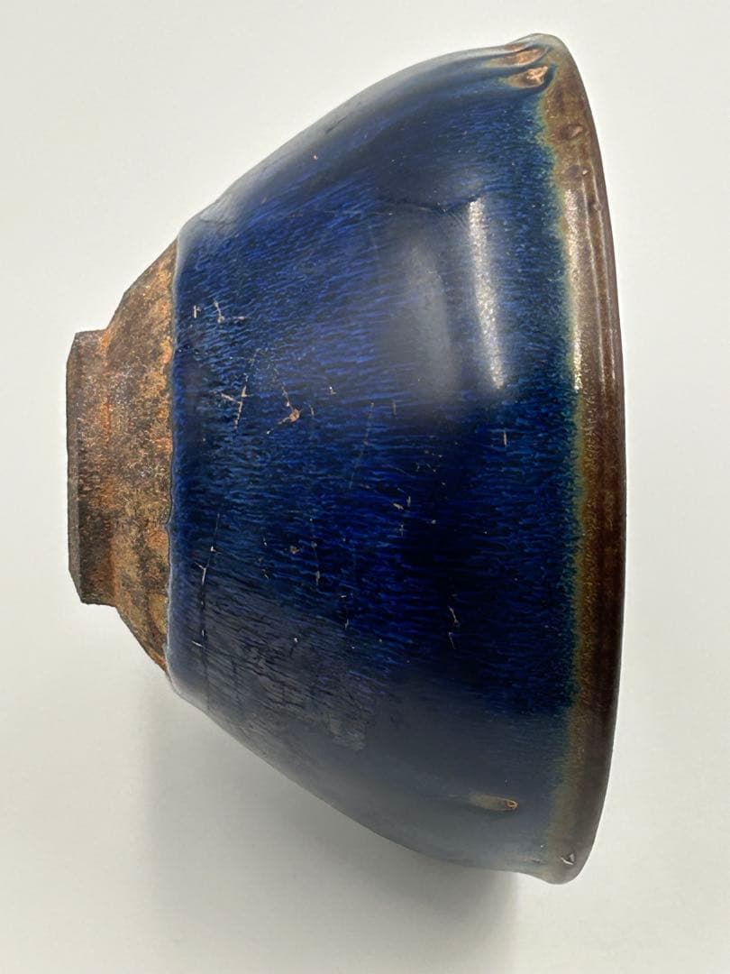 ★0004宋時代 建窯 窯変釉 曜変天目茶碗 新窑銘 ★茶道具 茶器 唐物天目