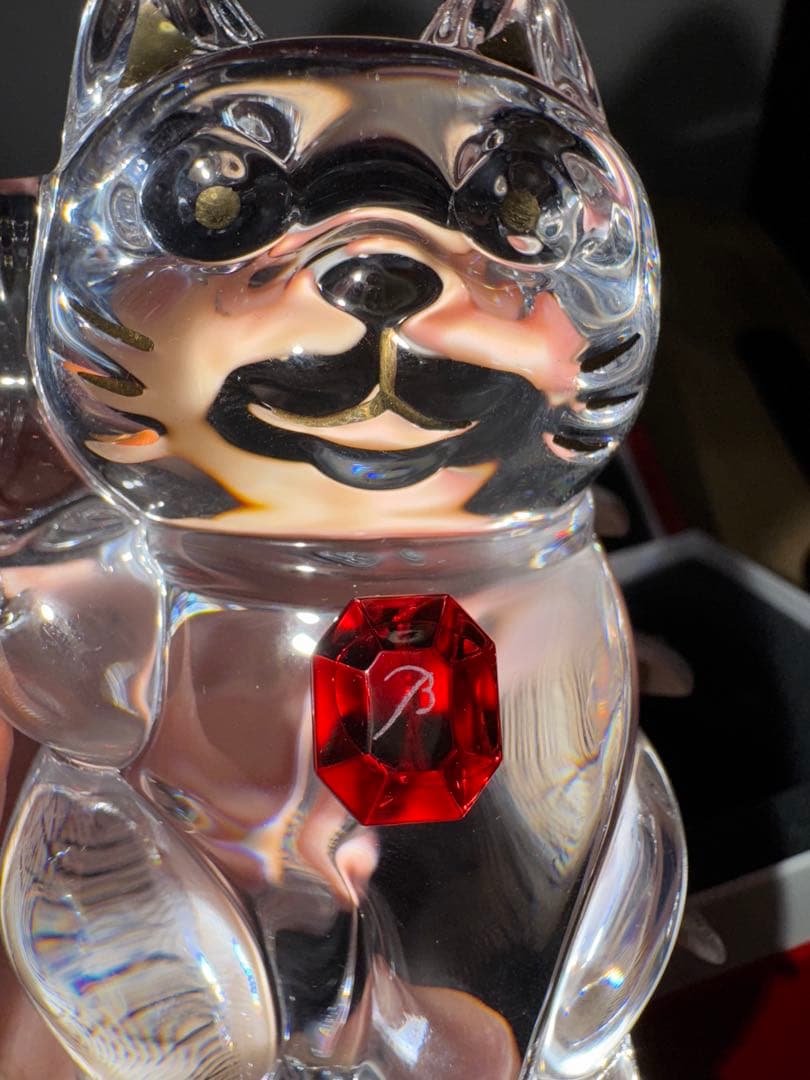 美品！バカラ 招き猫 まねき猫 レッドオクトゴン 箱付き