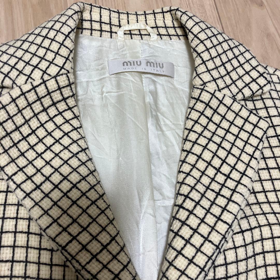 ミュウミュウ　格子柄　コート