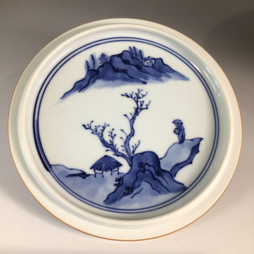 Ｐ７１７　水指　『平安秀峰造』『染付祥瑞写』『一重口水指』　共箱　茶道具