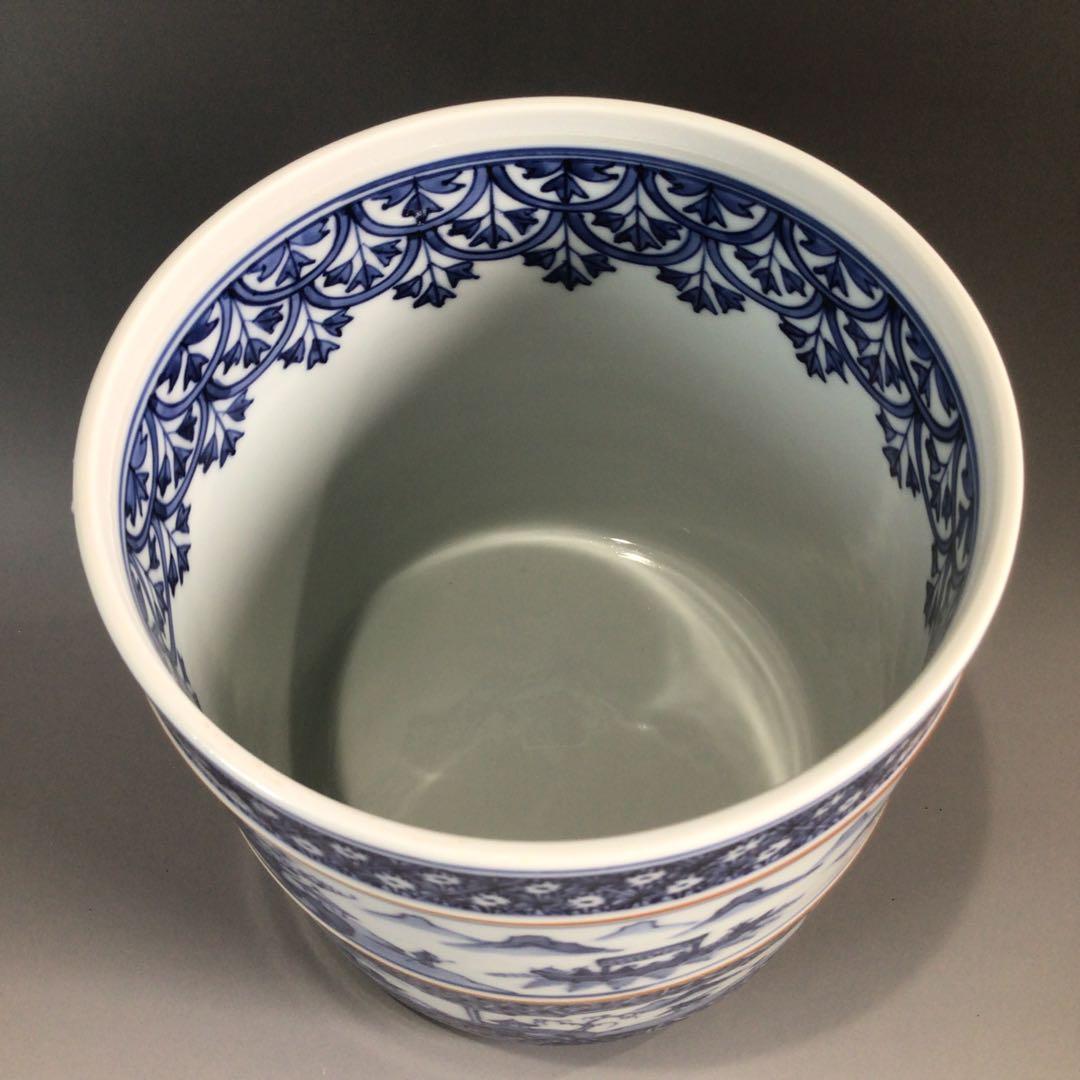 Ｐ７１７　水指　『平安秀峰造』『染付祥瑞写』『一重口水指』　共箱　茶道具