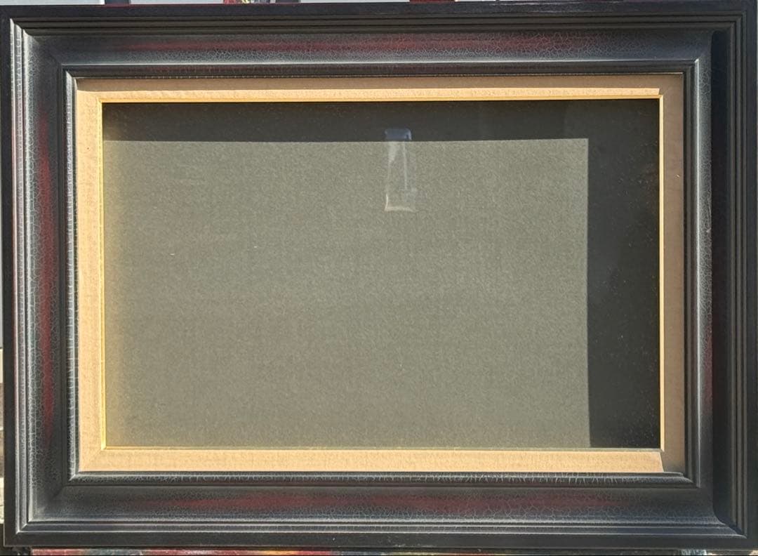 M10サイズ高級な黒い木製油彩額縁 前面ガラス＆黄色袋＆供箱付き倉庫①1/6