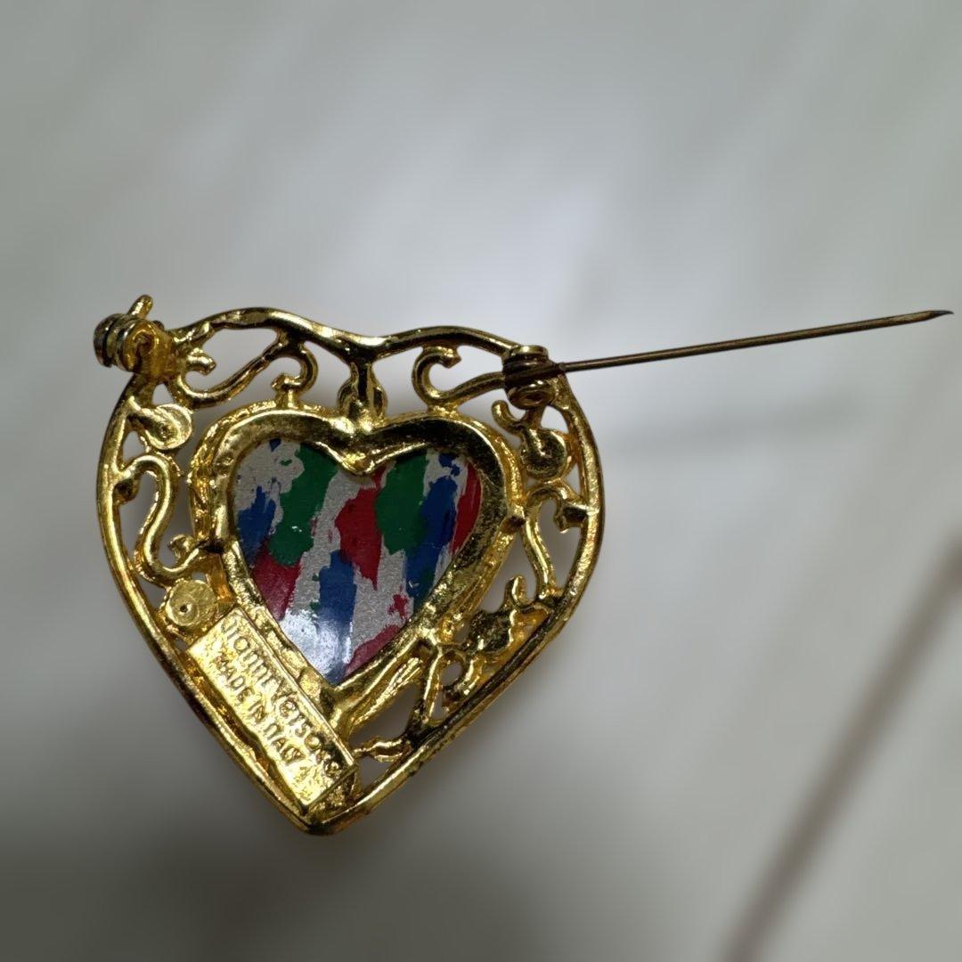 T*！様 美品　希少　レア　ジャンニ　ヴェルサーチ　ブローチ　ハート　ヴィンテー