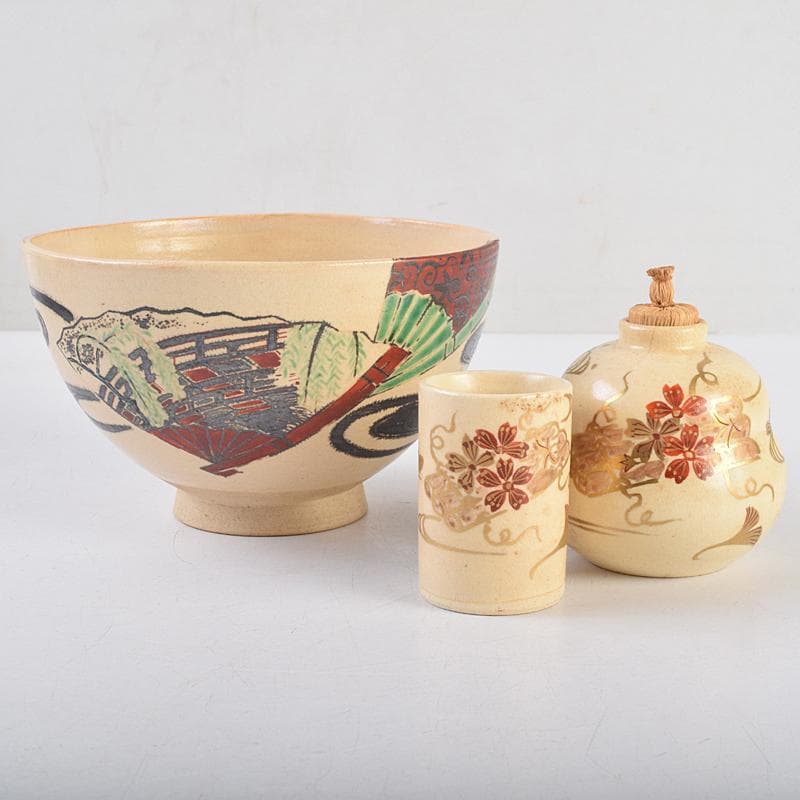 茶道具　前端雅峯作　錆塗茶箱　祥豊造　茶碗など　九点　一式　共箱　M　R9463