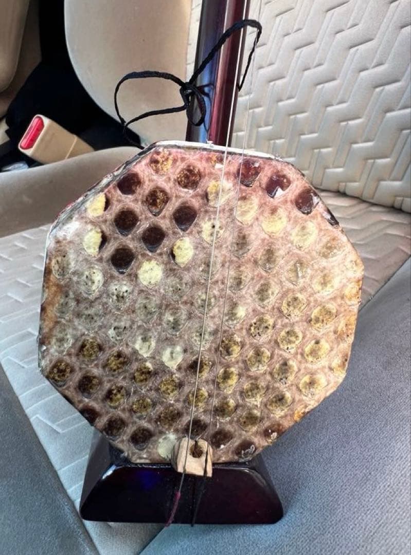 赤茶色 二胡 2本弦 八角形