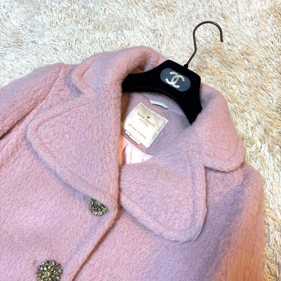 高級感✨️ Kate spade new york コート　ピンク　厚手 襟デカ