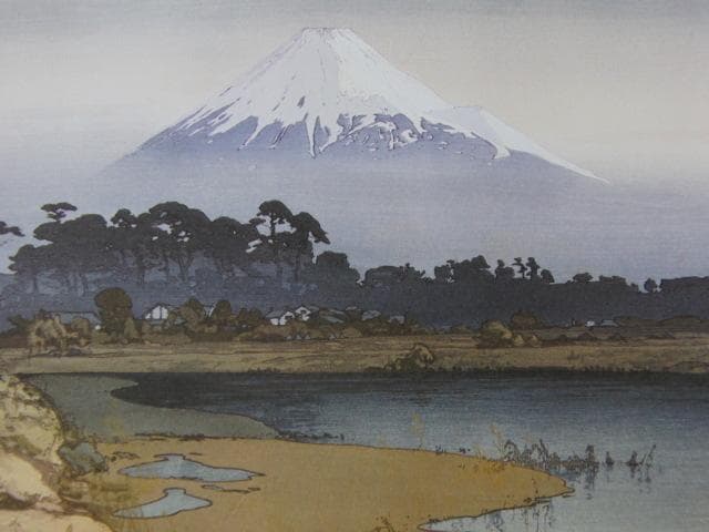 吉田博、【朝日】、希少な額装用画集より、新品額装付、状態良好