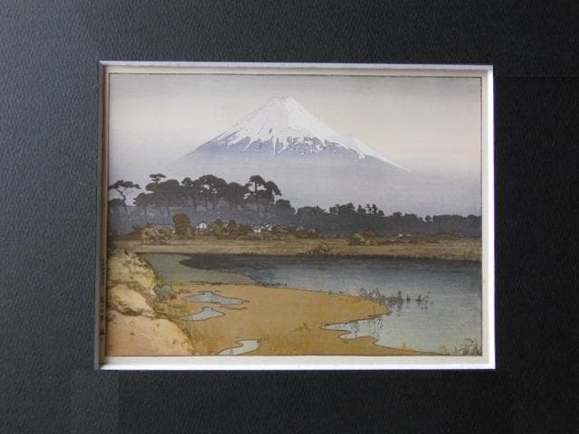 吉田博、【朝日】、希少な額装用画集より、新品額装付、状態良好