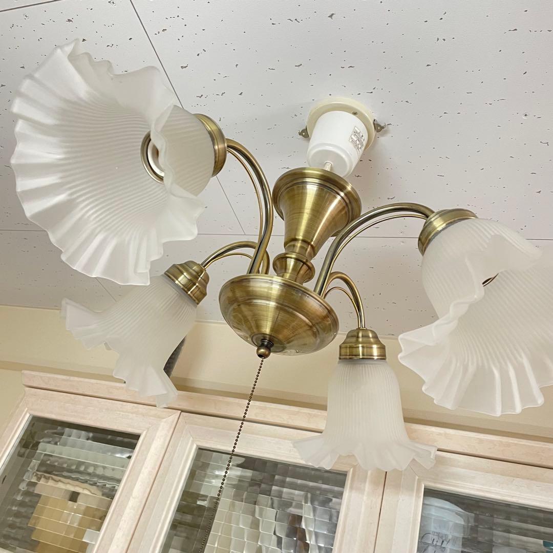 シャンデリア アンティーク ヴィンテージ 電灯 4灯