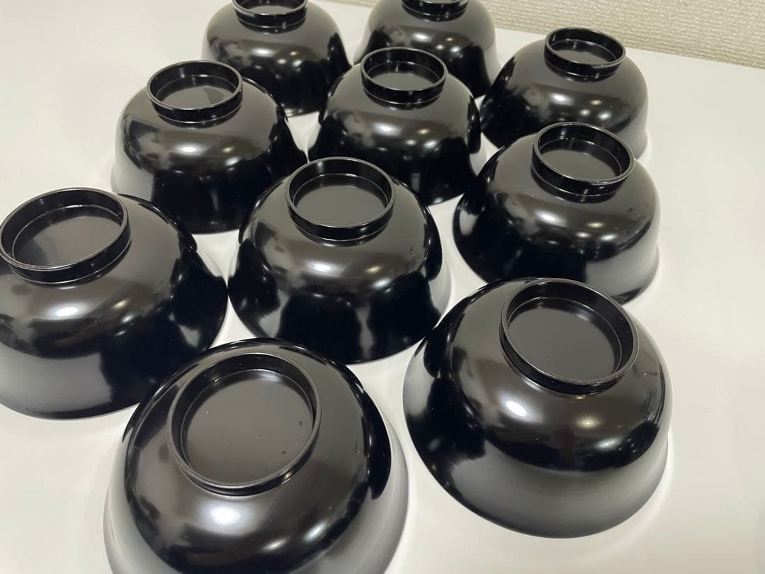 漆器 輪島塗 金蒔絵 扇柄 黒 内黒 吸物 割烹 蓋付き10客個 お煮物椀