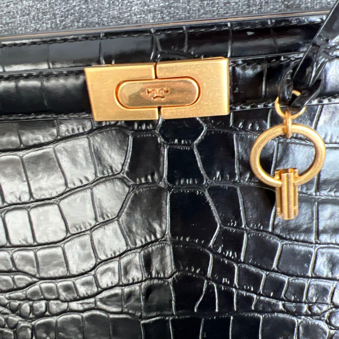 本日のみの価格！トリーバーチ リーラジウィル　黒　クロコ　ハンドバッグショルダー