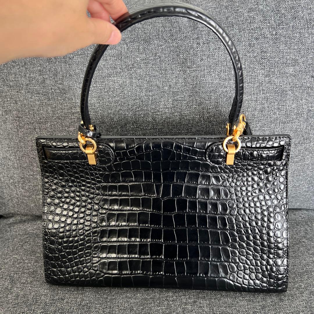 本日のみの価格！トリーバーチ リーラジウィル　黒　クロコ　ハンドバッグショルダー