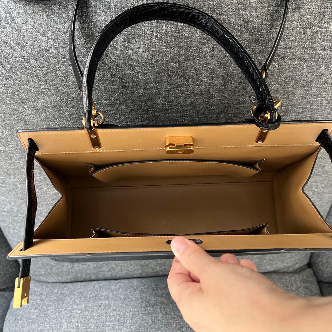 本日のみの価格！トリーバーチ リーラジウィル　黒　クロコ　ハンドバッグショルダー